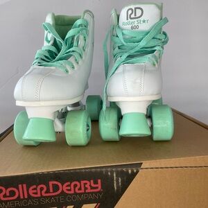 White and Mint Roller Skates